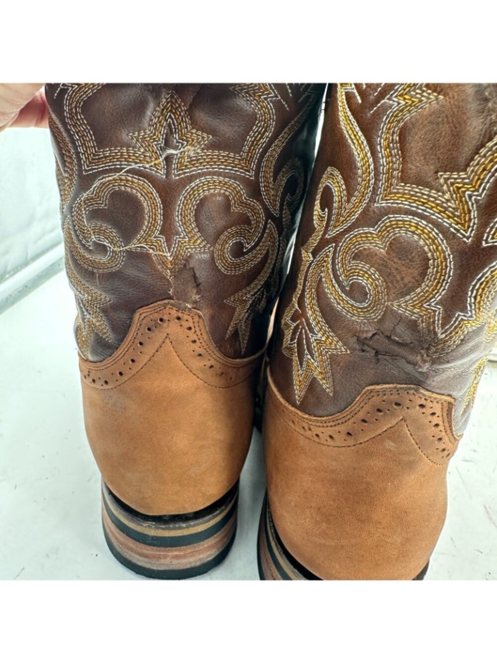 Majoma Men Size 8 Marked MEX 24 USA 25 Brown Western Cowboy Boots - Picture 15 of 16